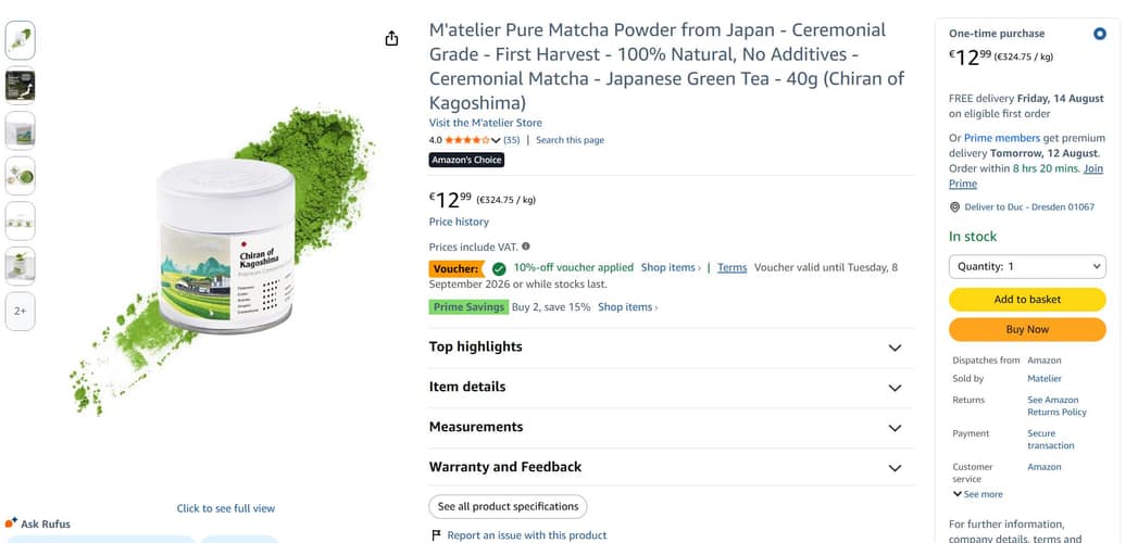 Matelier Amazon Europe listing and brand pages — view 3.