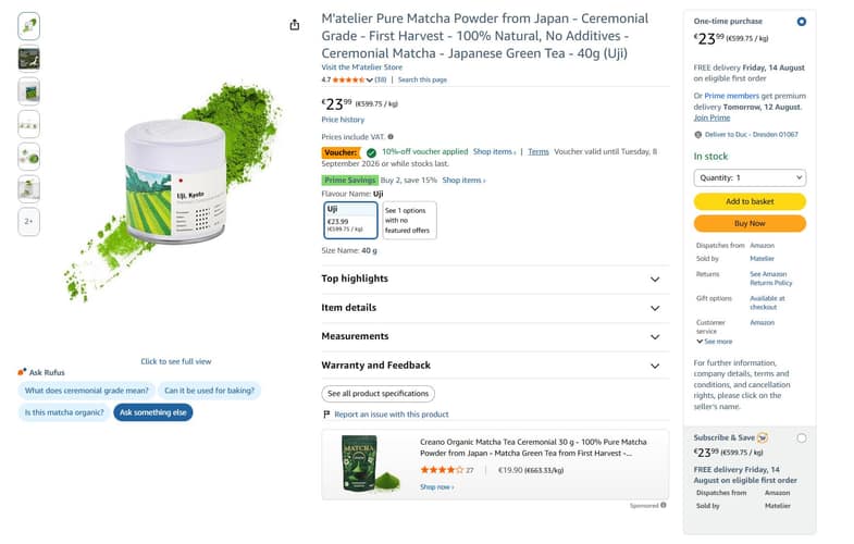 Matelier Amazon Europe listing and brand pages — view 4.