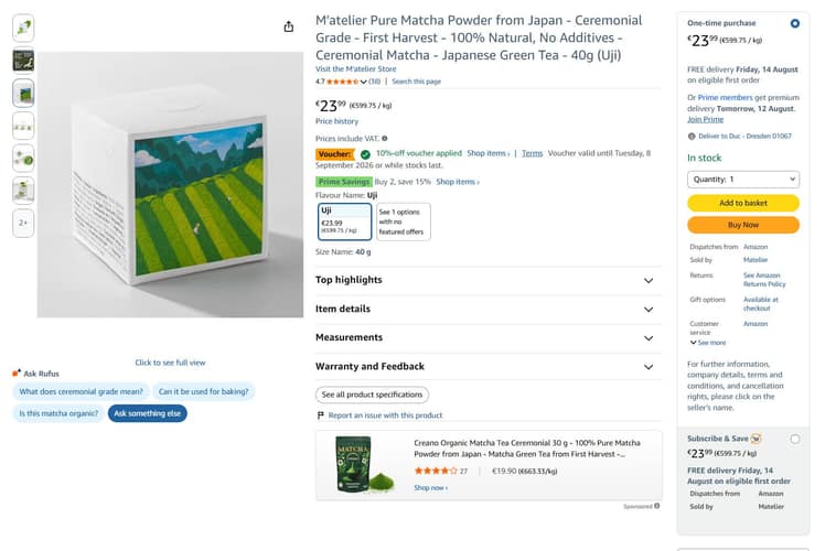 Matelier Amazon Europe listing and brand pages — view 5.
