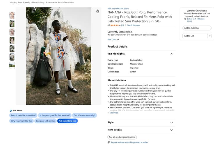 NANANA golf apparel — campaign and Amazon US listing imagery, view 10.