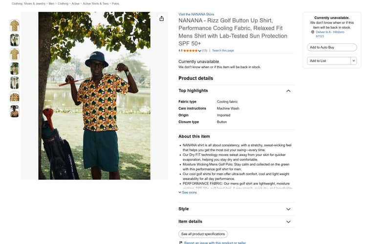NANANA golf apparel — campaign and Amazon US listing imagery, view 11.